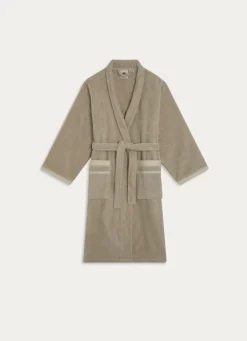 Clearance Bouchara PEIGNOIR DE BAIN CHINÉ EN COTON BIO VOLTAIRE BEIGE