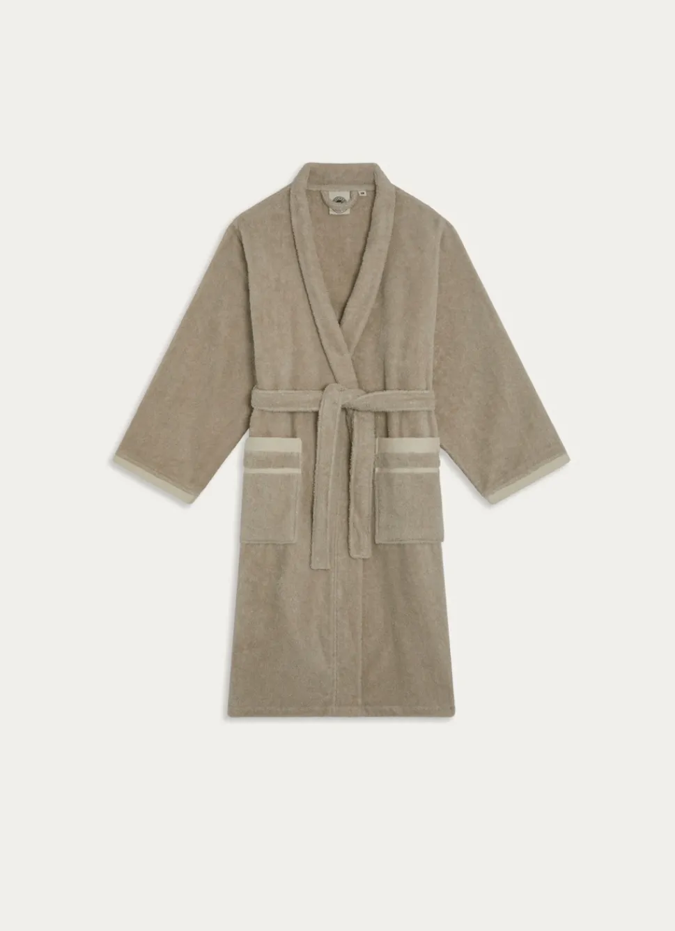 Clearance Bouchara PEIGNOIR DE BAIN CHINÉ EN COTON BIO VOLTAIRE BEIGE