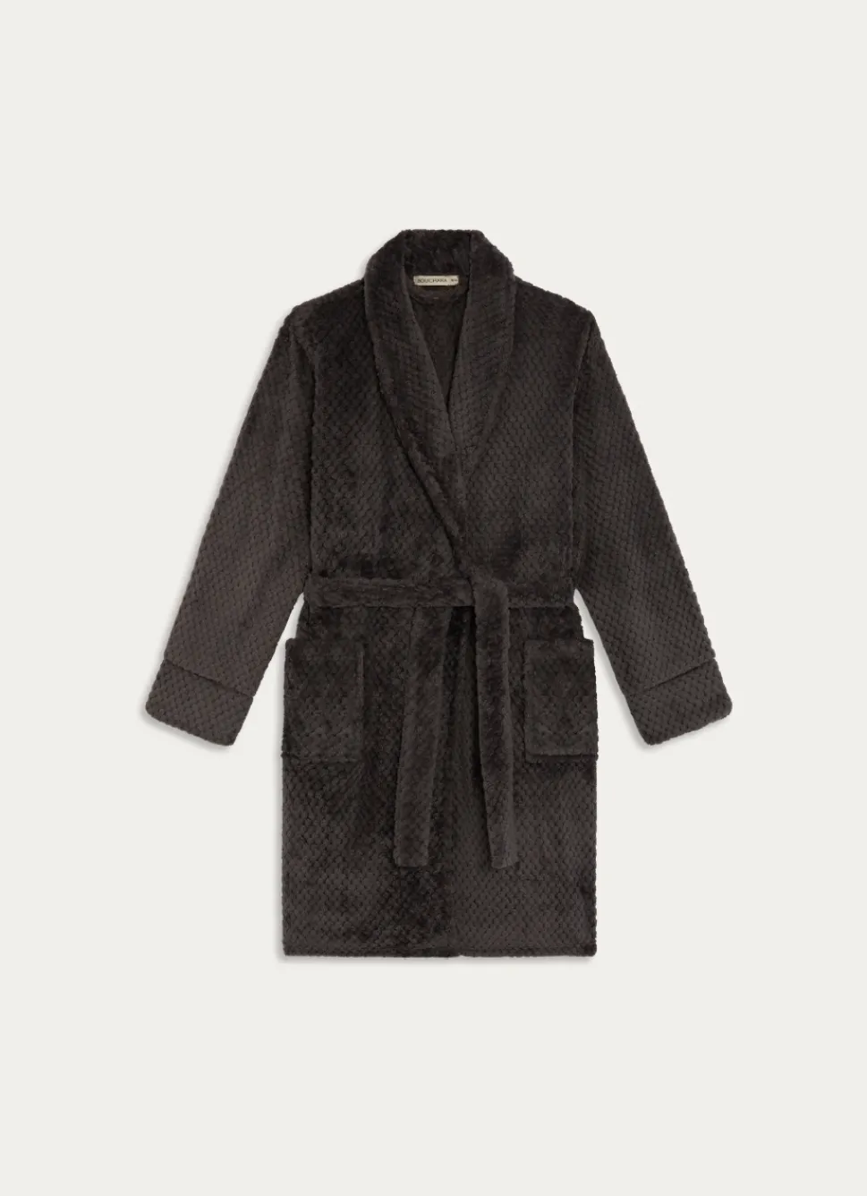 Outlet Bouchara PEIGNOIR EN POLAIRE EMBOSSÉ MOUTO GRIS ANTHRACITE