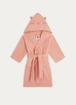 New Bouchara PEIGNOIR ENFANT EN ÉPONGE À CAPUCHE CHAT ROSE