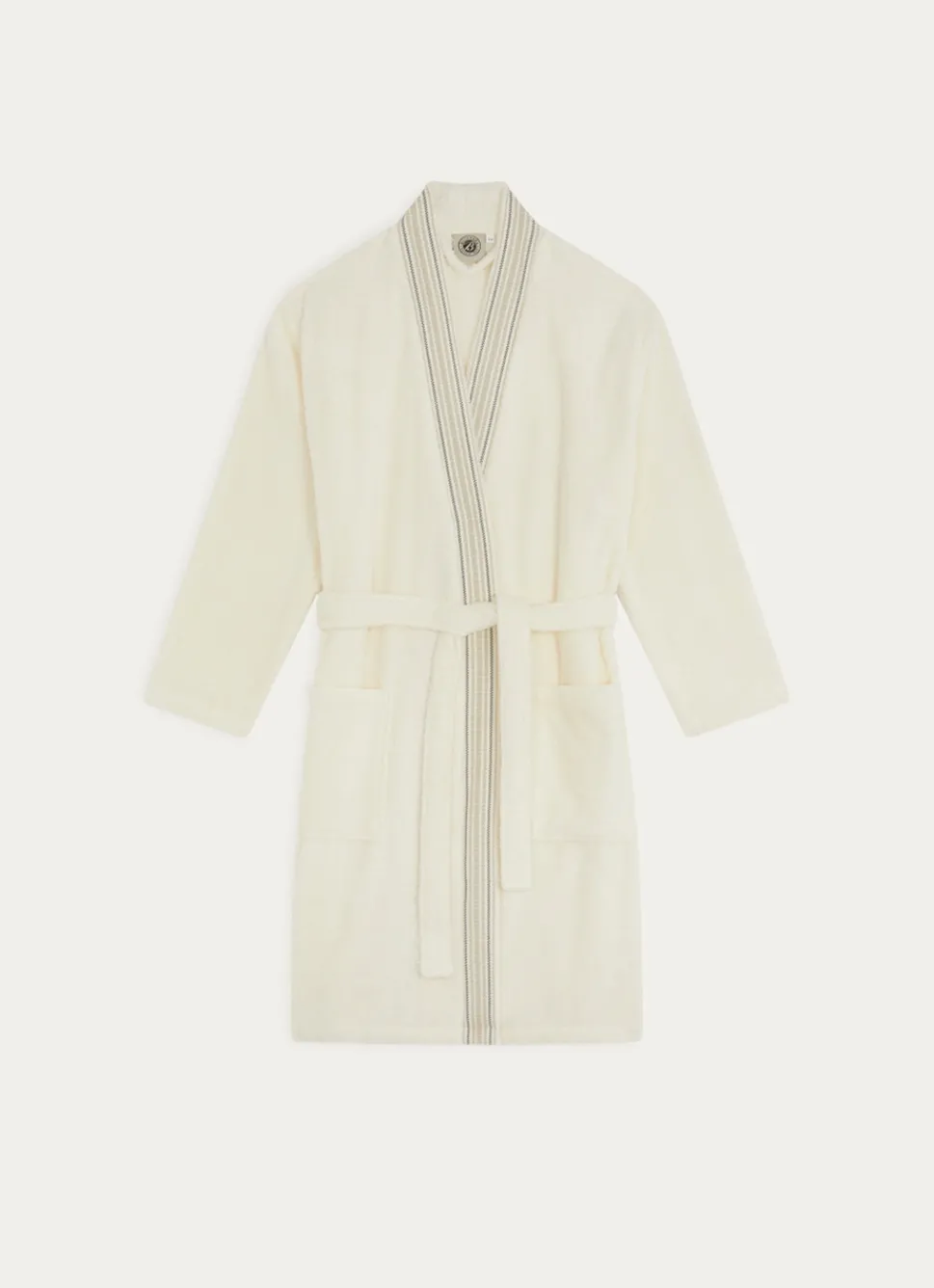 Discount Bouchara PEIGNOIR KIMONO À BANDE DÉCORATIVE IVOIRE