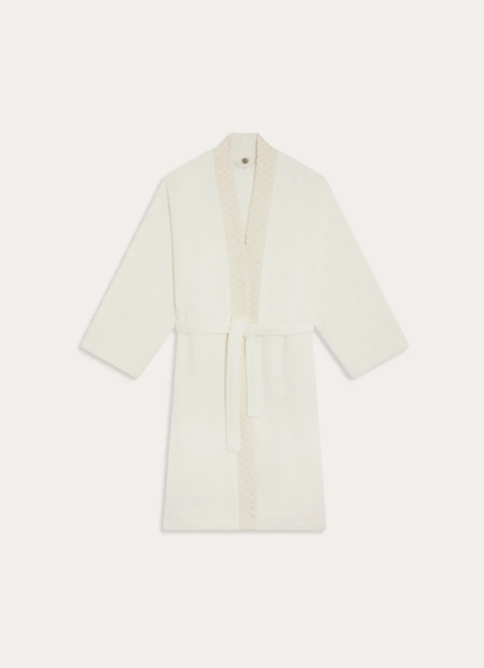 Clearance Bouchara PEIGNOIR KIMONO BORDURE JACQUARD SHEHERAZADE BLANC CASSÉ