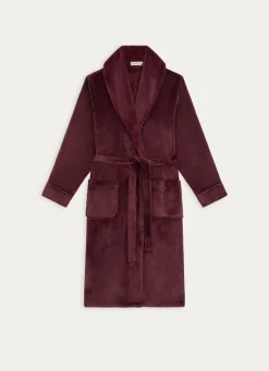 Online Bouchara PEIGNOIR POLAIRE AVEC COL EN FAUSSE FOURRURE BORDEAUX