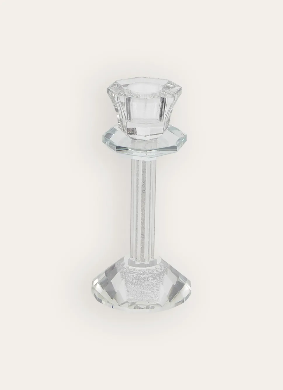Clearance Bouchara PETIT BOUGEOIR EN VERRE TRAVAILLÉ AVEC CRISTAUX TRANSPARENT