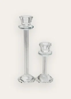 Clearance Bouchara PETIT BOUGEOIR EN VERRE TRAVAILLÉ AVEC CRISTAUX TRANSPARENT