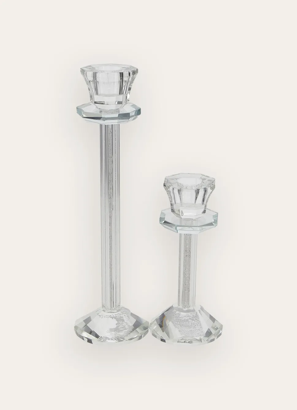 Clearance Bouchara PETIT BOUGEOIR EN VERRE TRAVAILLÉ AVEC CRISTAUX TRANSPARENT