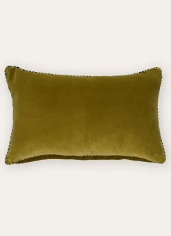 Outlet Bouchara PETIT COUSSIN EN VELOURS AVEC PASSEPOIL RAYÉ VERT ANIS