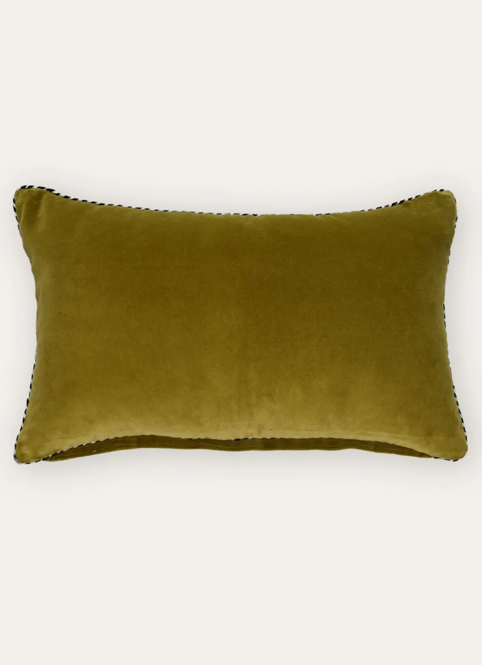 Outlet Bouchara PETIT COUSSIN EN VELOURS AVEC PASSEPOIL RAYÉ VERT ANIS