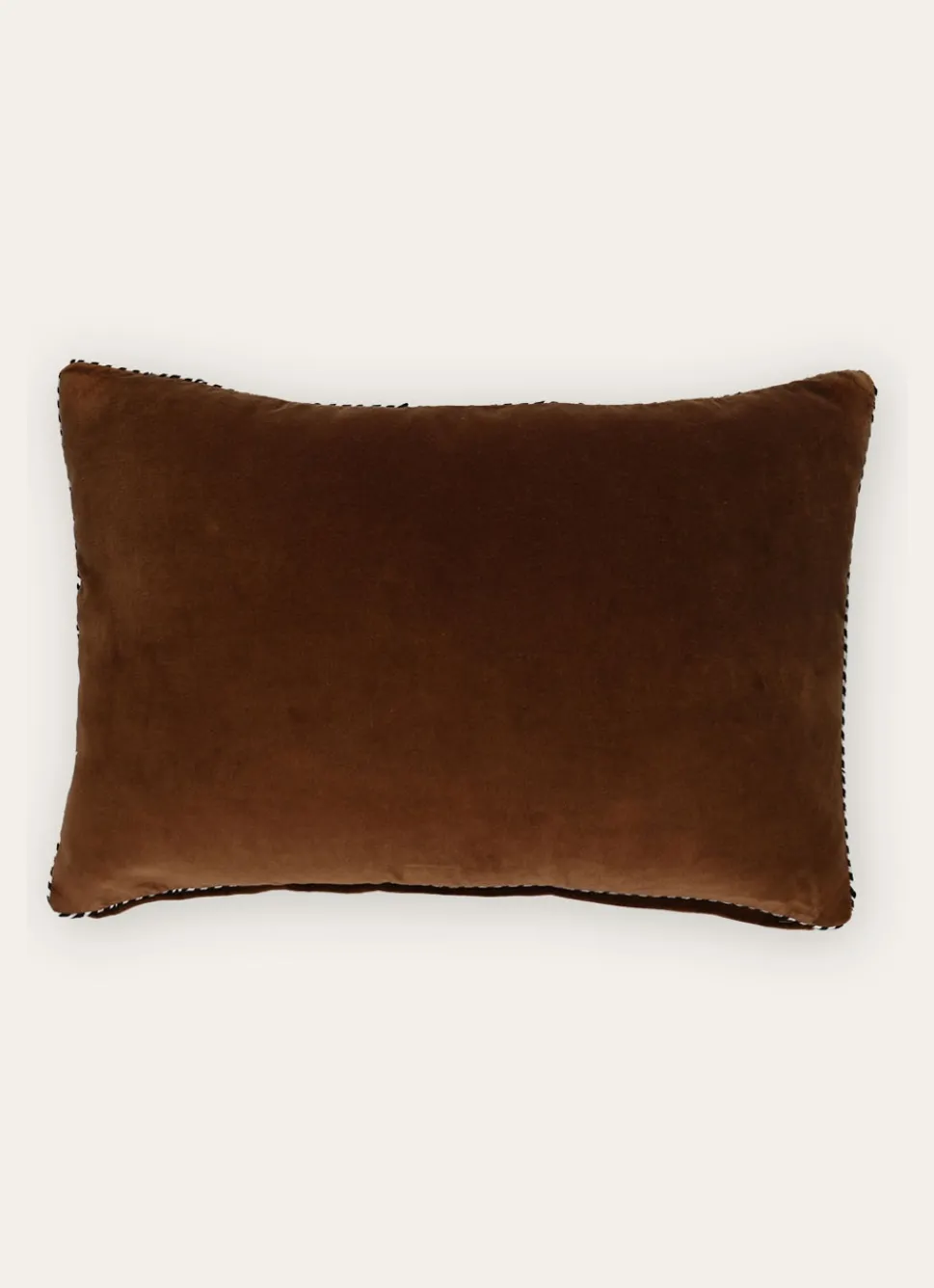Clearance Bouchara PETIT COUSSIN EN VELOURS AVEC PASSEPOIL RAYÉ BRUN