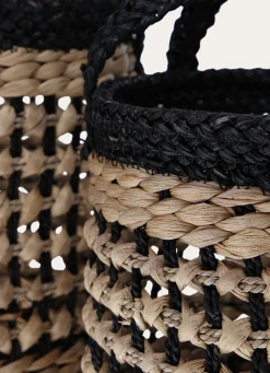 Outlet Bouchara PETIT PANIER TRESSÉ AVEC ANSES NATUREL/NOIR