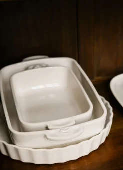 Sale Bouchara PETIT PLAT À FOUR EN GRÈS RECTANGLE AUTHENTIQUE BLANC