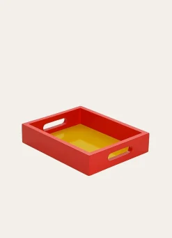 Hot Bouchara PETIT PLATEAU EN BOIS LAQUÉ rouge