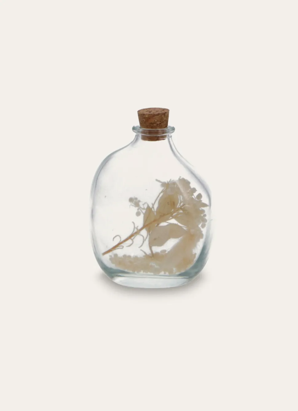 Hot Bouchara PETITE BOUTEILLE EN VERRE AVEC FLEURS SÉCHÉES TRANSPARENT