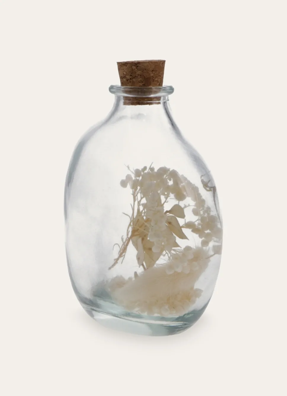 Hot Bouchara PETITE BOUTEILLE EN VERRE AVEC FLEURS SÉCHÉES TRANSPARENT