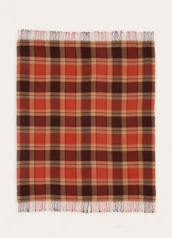 Online Bouchara PLAID À CARREAUX AVEC FINITIONS FRANGÉES ROUILLE