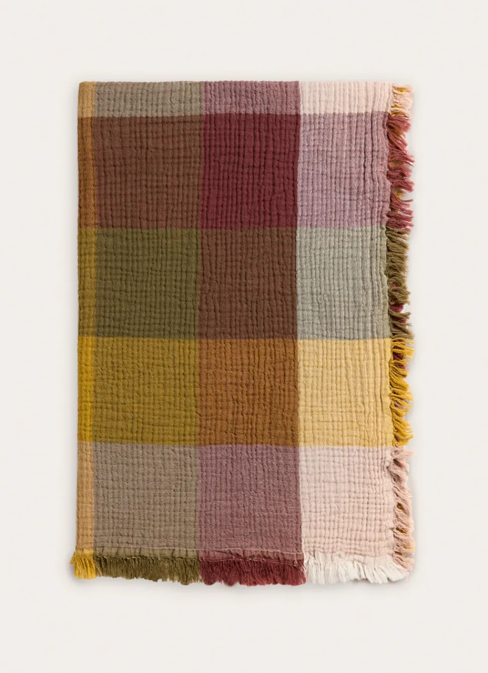 Bouchara PLAID À CARREAUX EN GAZE DE COTON TISSÉ-TEINT MULTICOLORE