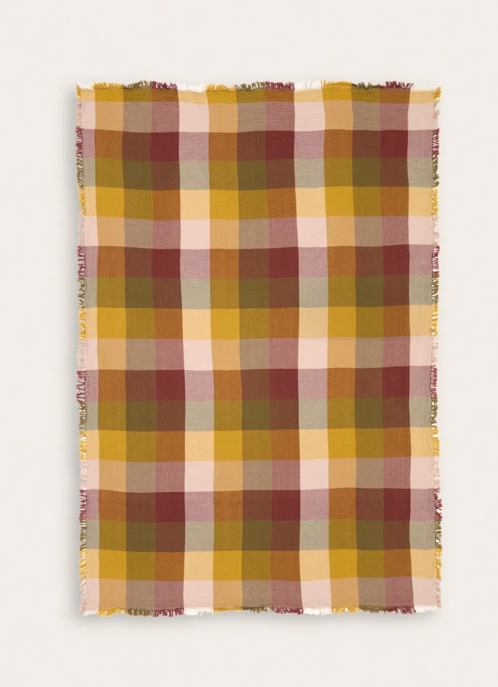 Bouchara PLAID À CARREAUX EN GAZE DE COTON TISSÉ-TEINT MULTICOLORE