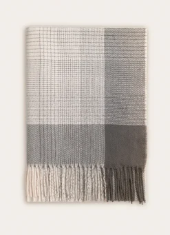 Clearance Bouchara PLAID À CARREAUX FINITIONS FRANGÉES TRAIL GREGE