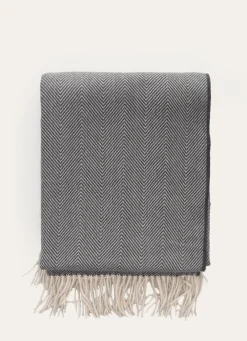 New Bouchara PLAID À MOTIFS CHEVRONS JACQUARD HANK GRIS