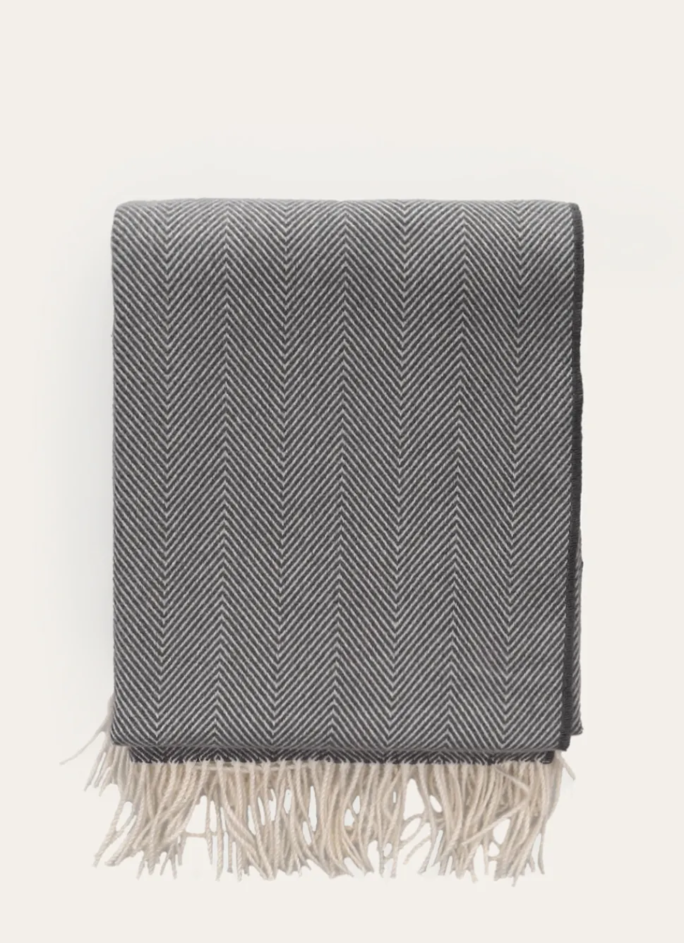 New Bouchara PLAID À MOTIFS CHEVRONS JACQUARD HANK GRIS