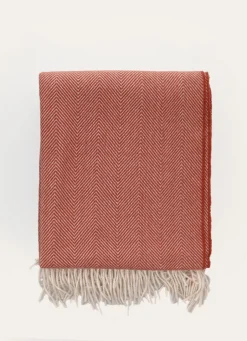 New Bouchara PLAID À MOTIFS CHEVRONS JACQUARD HANK TERRACOTTA