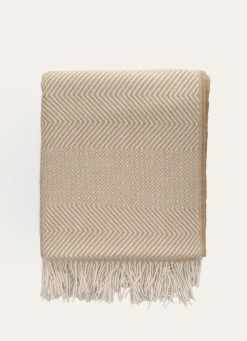 Online Bouchara PLAID À MOTIFS JACQUARD MOSAÏQUES ET CHEVRONS MOSA BEIGE