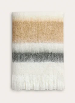 Online Bouchara PLAID À RAYURES EFFET MOHAIR ÉCRU