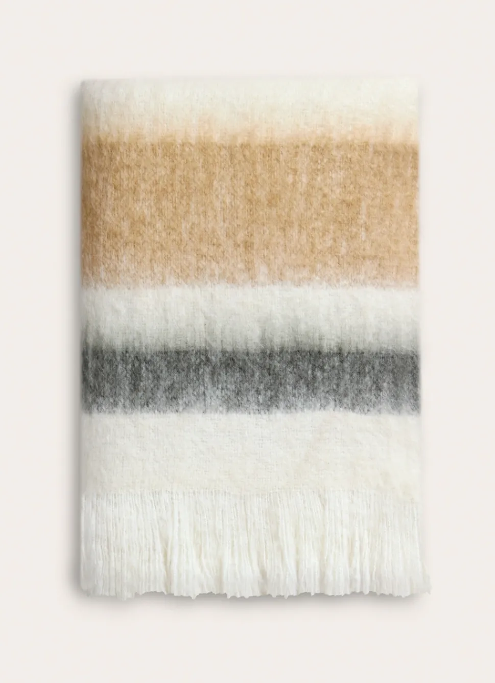 Online Bouchara PLAID À RAYURES EFFET MOHAIR ÉCRU