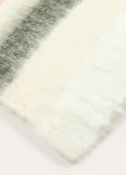 Online Bouchara PLAID À RAYURES EFFET MOHAIR ÉCRU