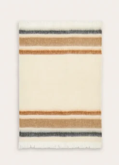 Online Bouchara PLAID À RAYURES EFFET MOHAIR ÉCRU