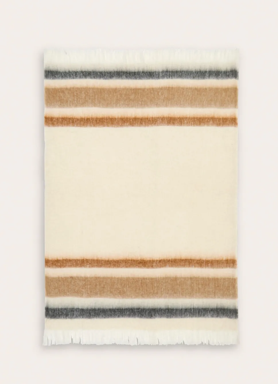 Online Bouchara PLAID À RAYURES EFFET MOHAIR ÉCRU