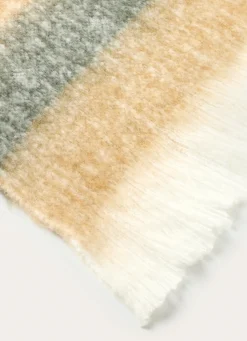 New Bouchara PLAID À RAYURES EFFET MOHAIR GREGE