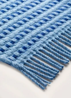 Best Bouchara PLAID BICOLORE EN MÉLANGE DE LAINE BLEU CHINÉ