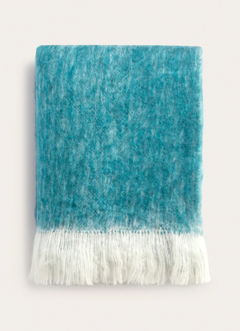 Sale Bouchara PLAID EFFET MOHAIR À FRANGES BLEU