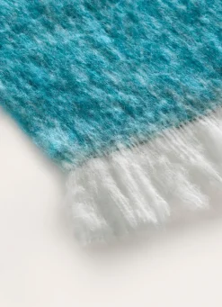 Sale Bouchara PLAID EFFET MOHAIR À FRANGES BLEU