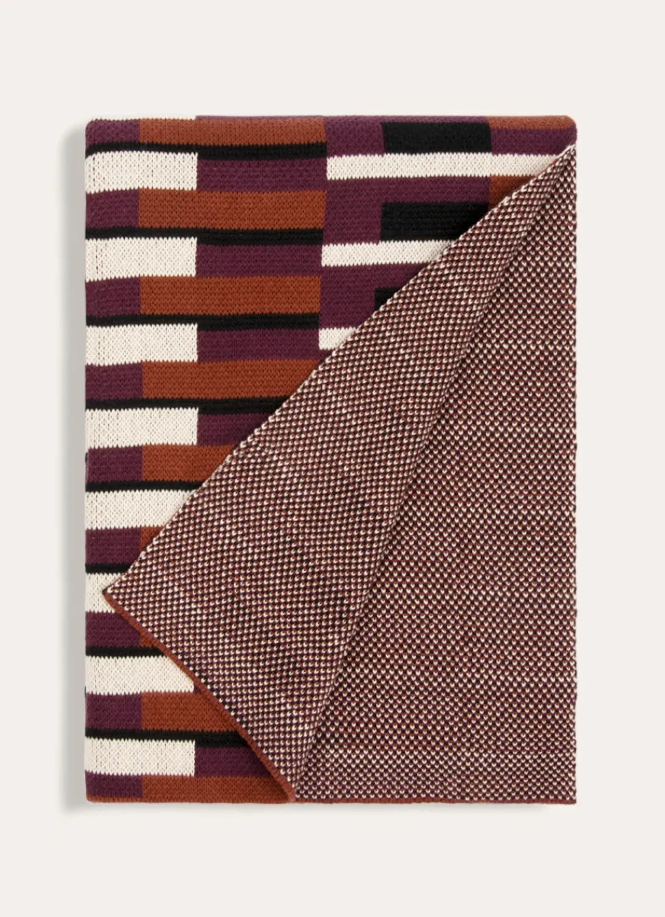 Sale Bouchara PLAID EN COTON EN MAILLE JACQUARD VIOLET