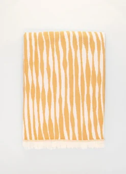 Sale Bouchara PLAID EN COTON JACQUARD MOTIF ZÈBRE JAUNE FONCE