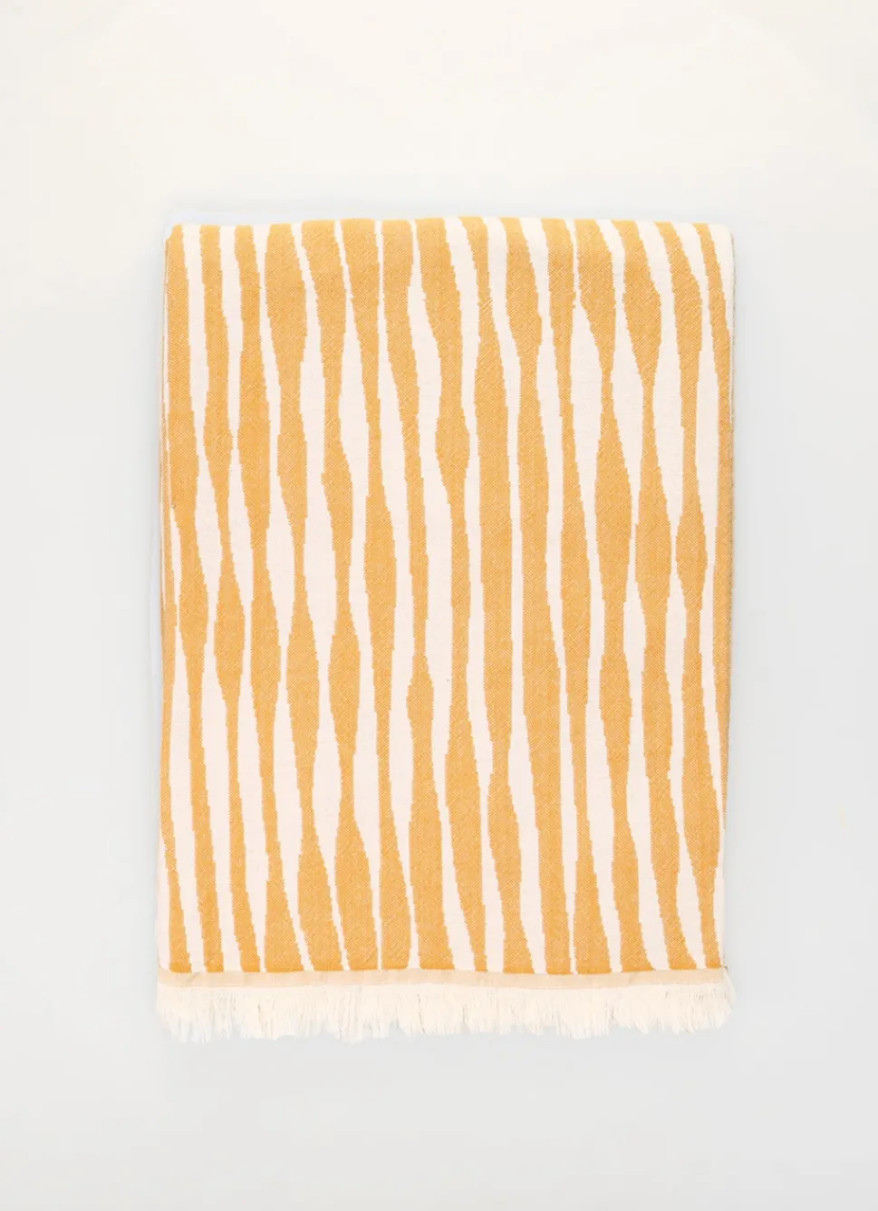 Sale Bouchara PLAID EN COTON JACQUARD MOTIF ZÈBRE JAUNE FONCE