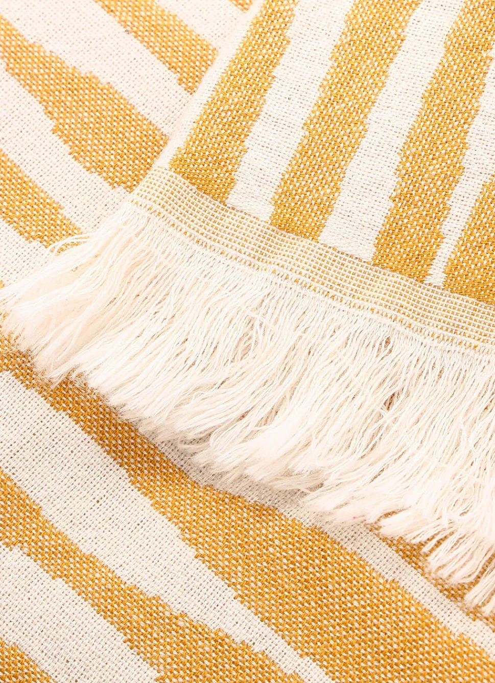 Sale Bouchara PLAID EN COTON JACQUARD MOTIF ZÈBRE JAUNE FONCE