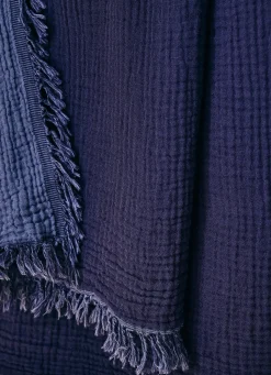 New Bouchara PLAID EN GAZE DE COTON DENIM