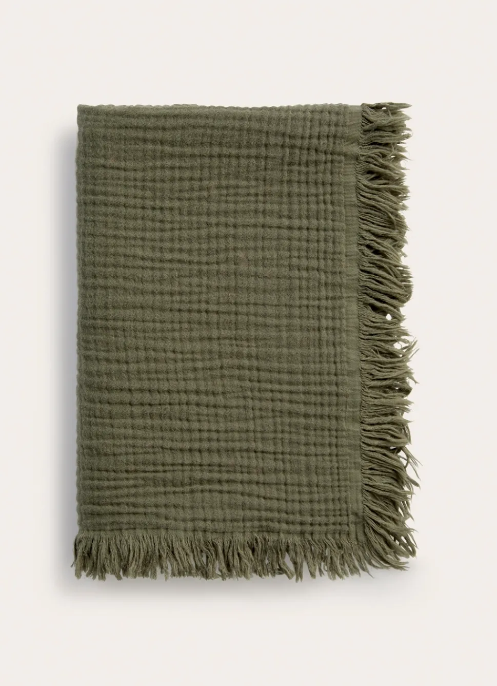 Outlet Bouchara PLAID EN GAZE DE COTON KAKI FONCE