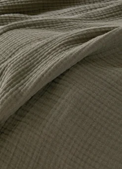 Outlet Bouchara PLAID EN GAZE DE COTON KAKI FONCE