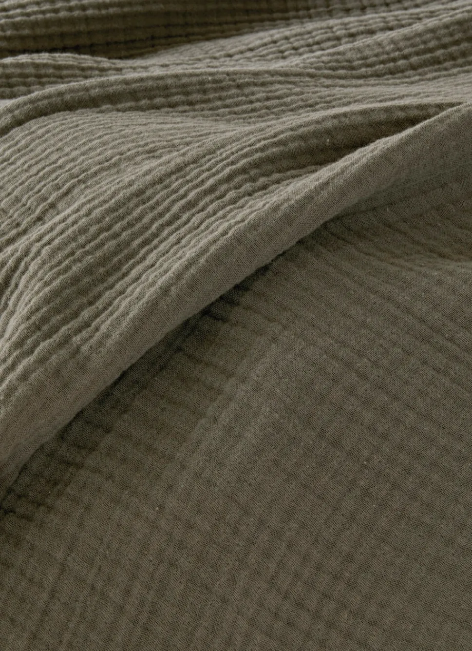 Outlet Bouchara PLAID EN GAZE DE COTON KAKI FONCE