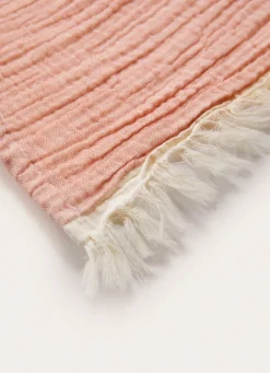 Online Bouchara PLAID EN GAZE DE COTON RAYÉ TERRACOTTA