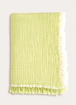 New Bouchara PLAID EN GAZE DE COTON VERT ANIS