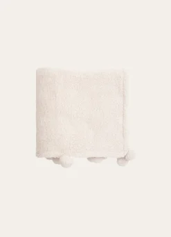 Discount Bouchara PLAID EN SHERPA AVEC FINITIONS POMPONS ÉCRU