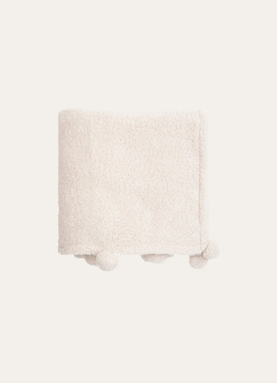 Discount Bouchara PLAID EN SHERPA AVEC FINITIONS POMPONS ÉCRU