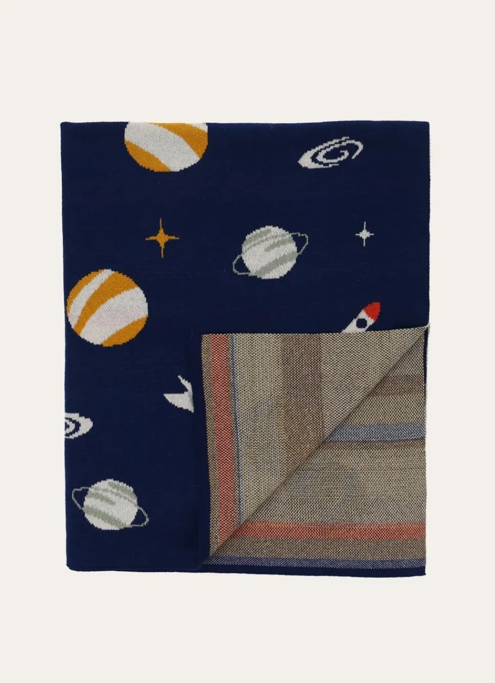 Discount Bouchara PLAID EN TRICOT DE COTON JACQUARD MOTIF GALACTIQUE BLEU