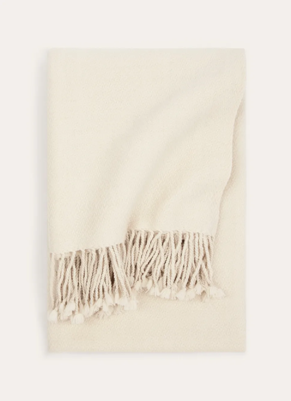 New Bouchara PLAID TISSÉ 100% LAINE ÉCRU