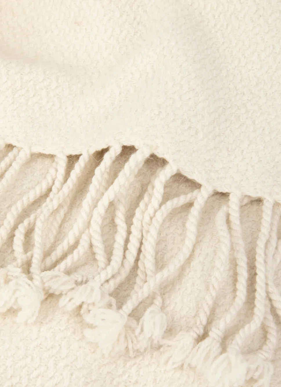 New Bouchara PLAID TISSÉ 100% LAINE ÉCRU